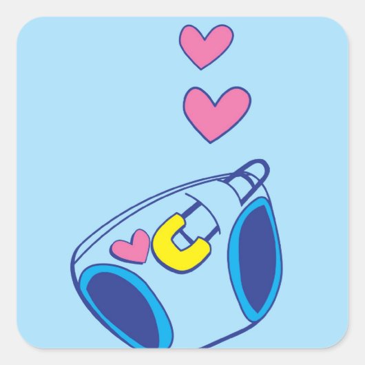 悪いあいさつからかわいい青のおむつデザイン スクエアシール (正面)