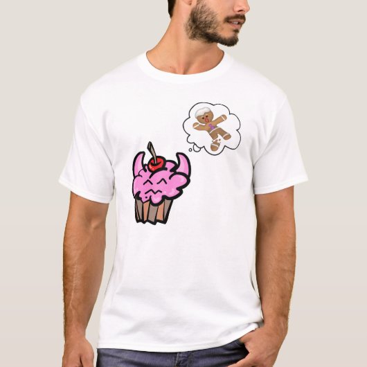 悪いおもしろいクッキーキラーカップケーキ Tシャツ (正面)