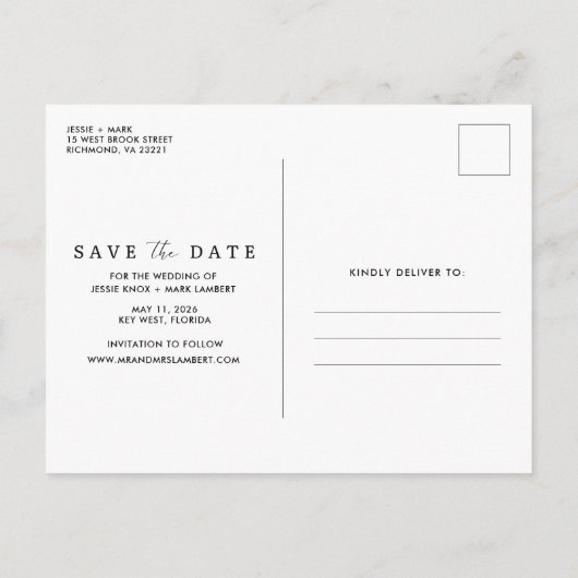 悪いおもしろいダンス移動ウェディング日付を保存 案内ポストカード (裏面)