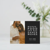 悪いおもしろいダンス移動ウェディング日付を保存 案内ポストカード (スタンド正面)