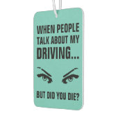 悪いおもしろい運転引用文 |ティール（緑がかった色）車 カーエアーフレッシュナー (左)