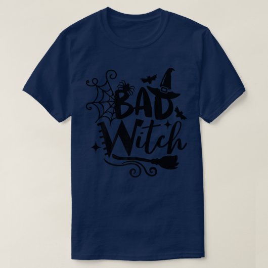 悪いおもしろい魔女ハロウィーン Tシャツ (デザイン正面)