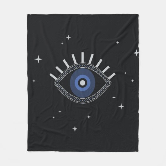 悪いエネルギー、悪い目からの青い目の保護 フリースブランケット (正面)