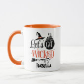 悪いオレンジと黒モダンのハロウィーンを手に入れよう マグカップ (左)