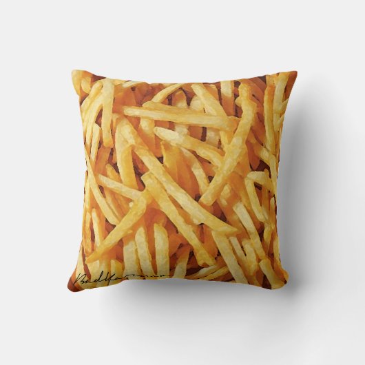 悪いカルマはフライドポテトの枕を設計します クッション (裏面)