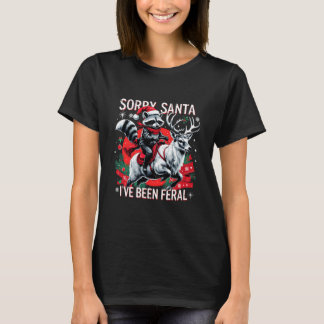 悪いサンタさん、私は野生化してました! 面白いクリスマスアート Tシャツ
