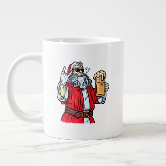 悪いサンタクロース、ロック、ビール、葉巻 ジャンボコーヒーマグカップ (左)