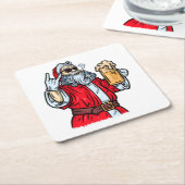 悪いサンタクロース、ロック、ビール、葉巻 スクエアペーパーコースター (アングル)