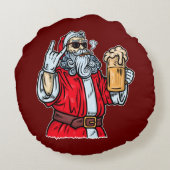 悪いサンタクロース、ロック、ビール、葉巻 ラウンドクッション (裏面)