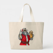 悪いサンタクロース、ロック、ビール、葉巻 ラージトートバッグ (裏面)