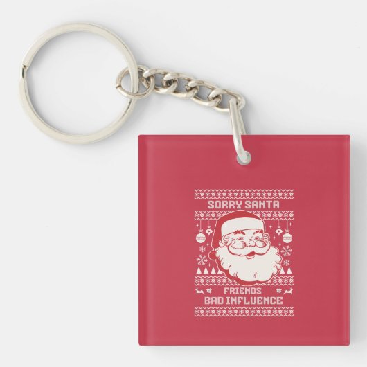 悪いサンタ友達悪い影響醜いクリスマス キーホルダー (正面)