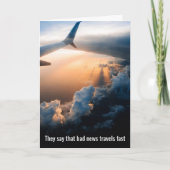 悪いニュースは早く広がる、良いニュースはもっと早く、 おめでとう！ カード (正面)