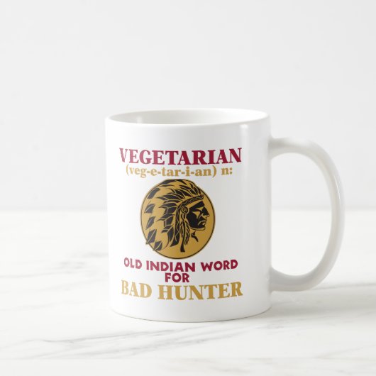 悪いハンターのための菜食主義の古いインドの単語 コーヒーマグカップ (右)