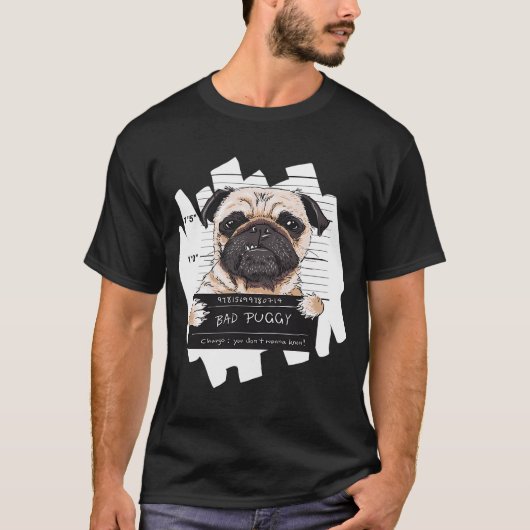 悪いパギー、顔写真、警察署で記録される Tシャツ (正面)