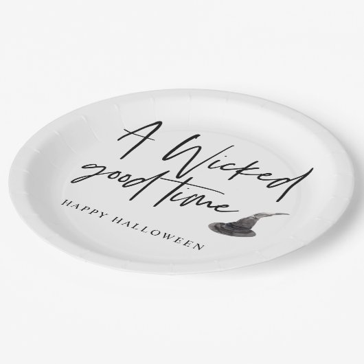 悪いモダングッドタイム引用文 |ハッピーハローウィン ペーパープレート (アングル)