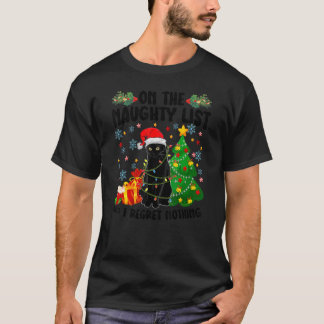 悪いリストの黒猫のクリスマスと私は後悔 Tシャツ