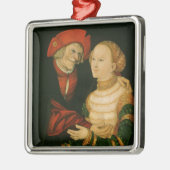 悪い一致させたカップル メタルオーナメント (左)