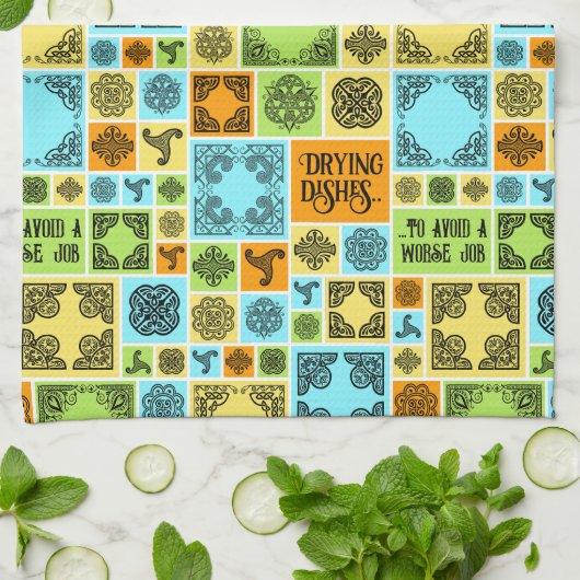 悪い仕事パターンを避けるために皿を乾かすおもしろい キッチンタオル (折り畳み)