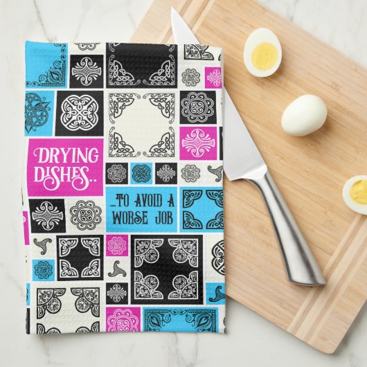 悪い仕事パターンを避けるために皿を乾かすおもしろい キッチンタオル (四つ折り)