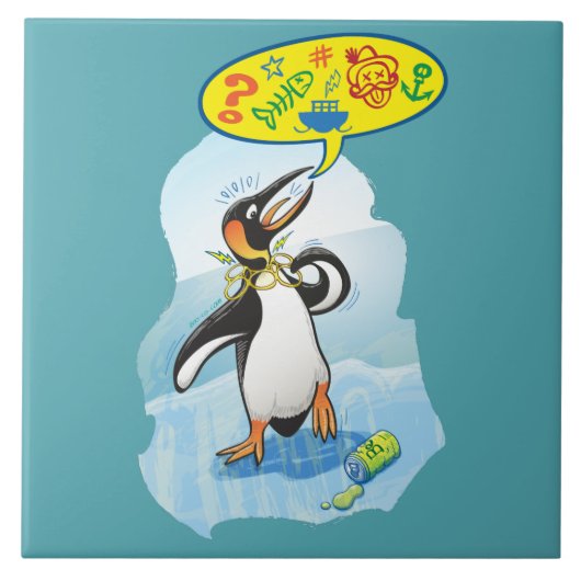 悪い単語を言っている絶望的なキングペンギン タイル (正面)