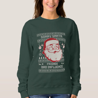 悪い友達に影響されてごめんサンタくん クリスマスTシャツ スウェットシャツ