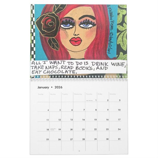 悪い女の子の芸術で満ちているカレンダー カレンダー (1月 2026)