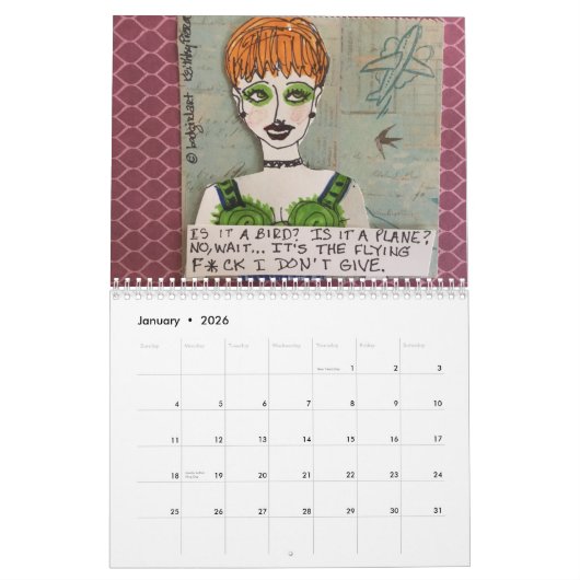悪い女の子の芸術のカレンダー幸福は得られたtasです カレンダー (1月 2026)
