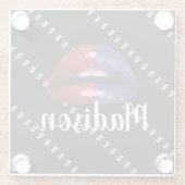 悪い女の子メイクアップ口紅美しいパーソナライズカスタム ガラスコースター (裏面)