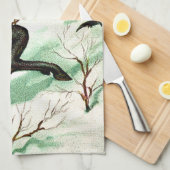 悪い子どもたちを追うクランプス冬の雪 キッチンタオル (四つ折り)