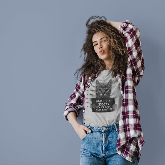 悪い子にゃんこNYPD警察逮捕写真面白ギフト Tシャツ