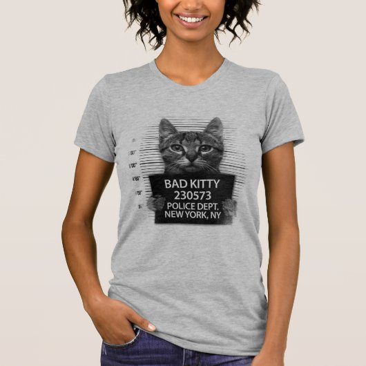 悪い子猫NYPD警察の逮捕の写真ギフトおもしろい Tシャツ (正面)