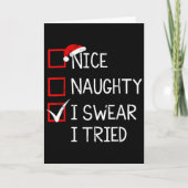 悪い子 良い子 私は本当に頑張った クリスマス リスト クリスマス サンタクロース カード (正面)