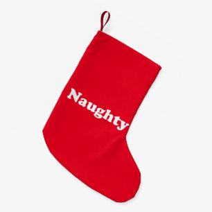 悪い子 or いい子、両面、赤と白 スモールクリスマスストッキング