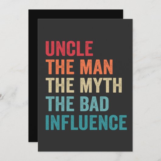 悪い影響を持つ神話の男のおもしろい叔父 シーズンカード (正面/裏面)