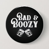 悪い感じで酔っ払い クラシック丸型ステッカー 缶バッジ (正面)