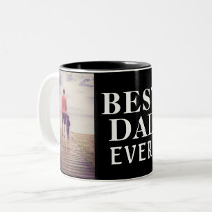 悪い最高のEver Black Father's Day 2 Photo Collage ツートーンマグカップ