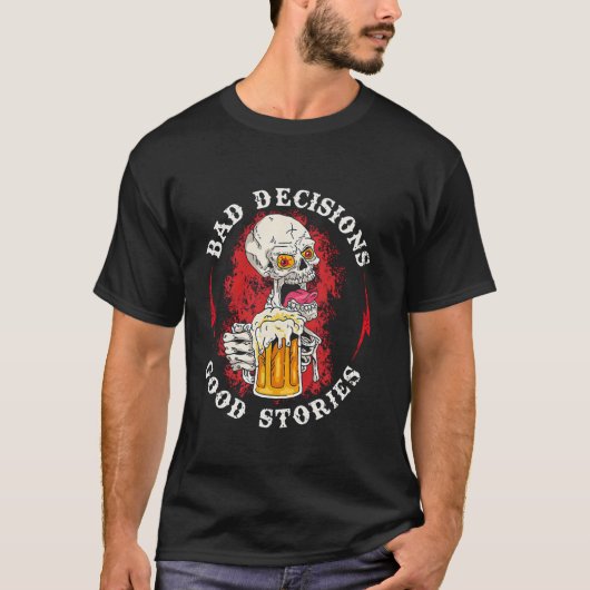 悪い決定良い話を飲むスカルTシャツ Tシャツ (正面)
