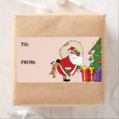 悪い犬が黒サンタ印刷ラベルをかむ ラベル (インサイチュ)