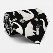 悪い猫が物を叩き、白い猫が黒 ネクタイ (ロール)