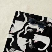 悪い猫が物を叩き、白い猫が黒 ビーチタオル (インサイチュ)