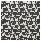 悪い猫が物を叩き、白い猫が黒 ファブリック (見本)