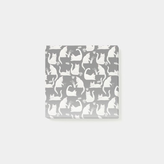 悪い猫が物を叩き、白い猫が黒 ポストイット (正面)