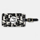 悪い猫が物を叩き、白い猫が黒 ラゲッジタグ (正面横)