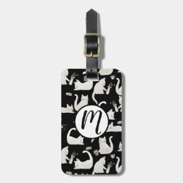 悪い猫が物を叩き、白い猫が黒 ラゲッジタグ