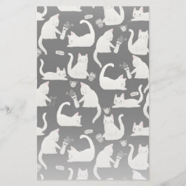 悪い猫が物を叩き、白い猫が黒 便箋