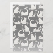 悪い猫が物を叩き、白い猫が黒 便箋 (正面/裏面)