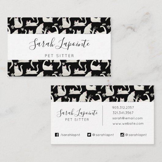 悪い猫が物を叩き、白い猫が黒 名刺 (正面/裏面)