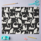 悪い猫が物を叩き、白い猫が黒 薄葉紙 (クラフト)