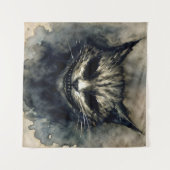 . .悪い猫が笑顔の水の彩りを描く タペストリー (正面(横))