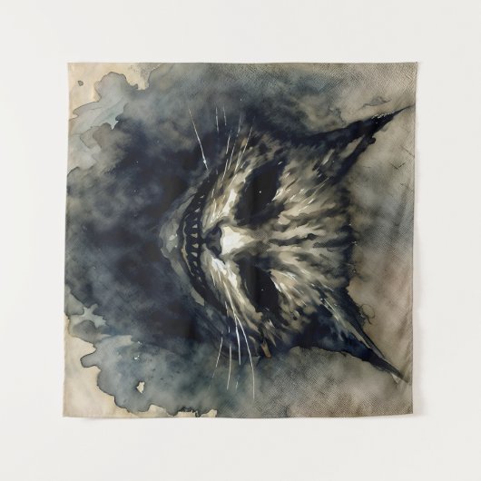 . .悪い猫が笑顔の水の彩りを描く タペストリー (正面(横))